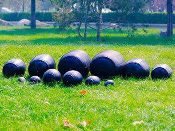 Different sizes Bypass inflatable pipe plug on the grass.